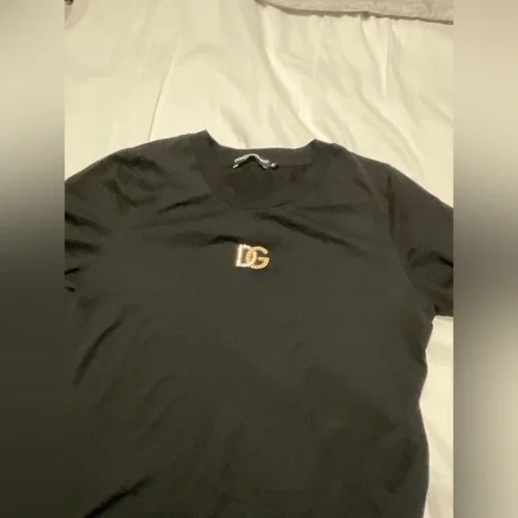 Dolce & Gabbana Black Tee with Gold Accent size 40 - Picture 1 of 5